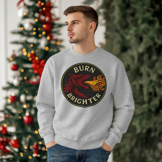 Burn Brighter Welsh Dragon Sweatshirt – Circle Emblem - Celtic Wolfwear