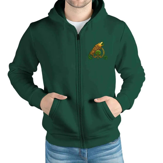 Celtic Wolf Zip Hoodie - Break Knuckles Unisex Streetwear - Celtic Wolfwear