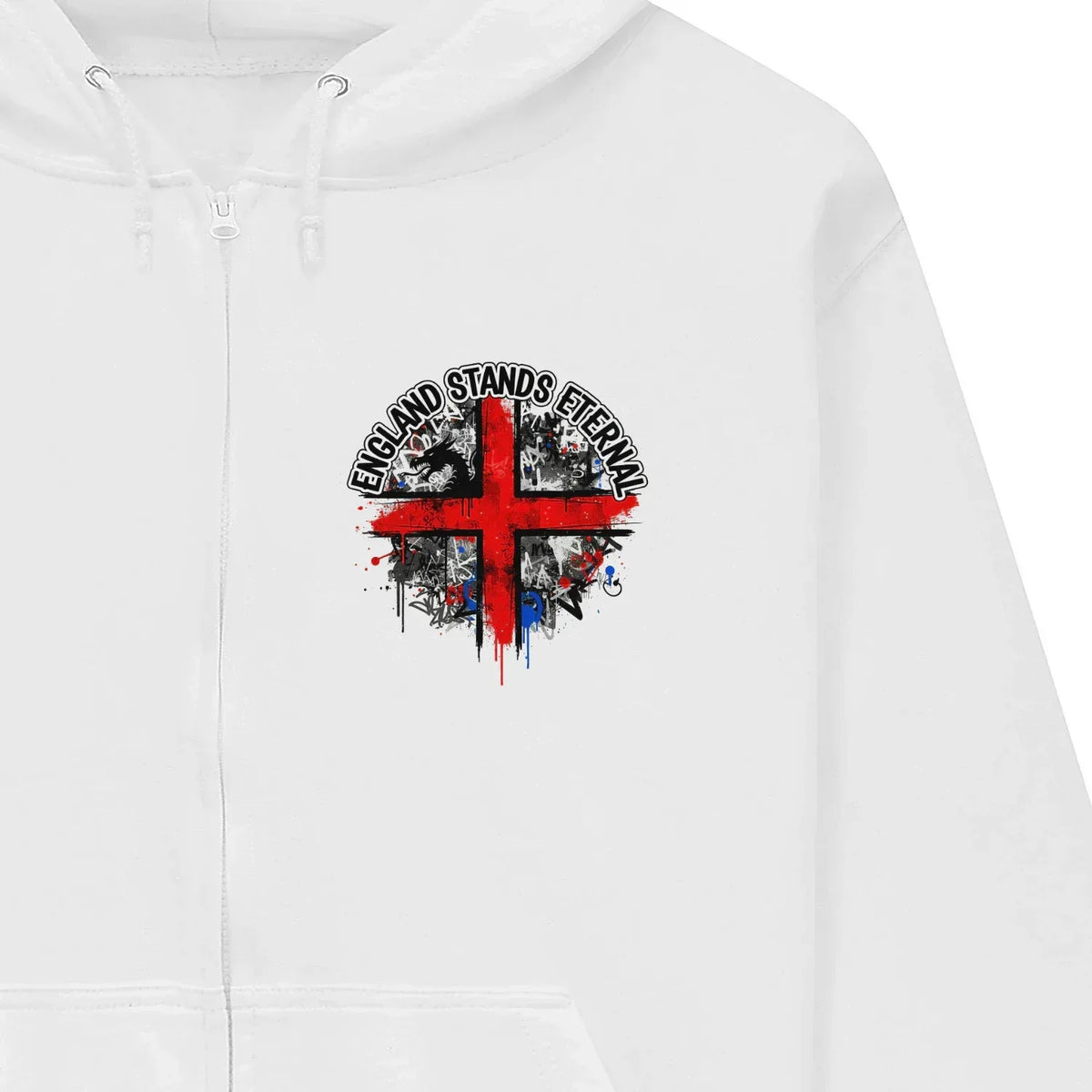 England Stands Eternal Zip Hoodie – Red Cross Shield - Celtic Wolfwear