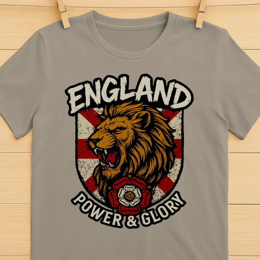 English Lion T-Shirt - Roaring Shield Tee Unisex Streetwear - Celtic Wolfwear