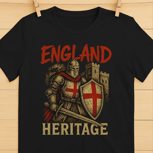 English T-Shirt - Knight Heritage Medieval Warrior Unisex - Celtic Wolfwear