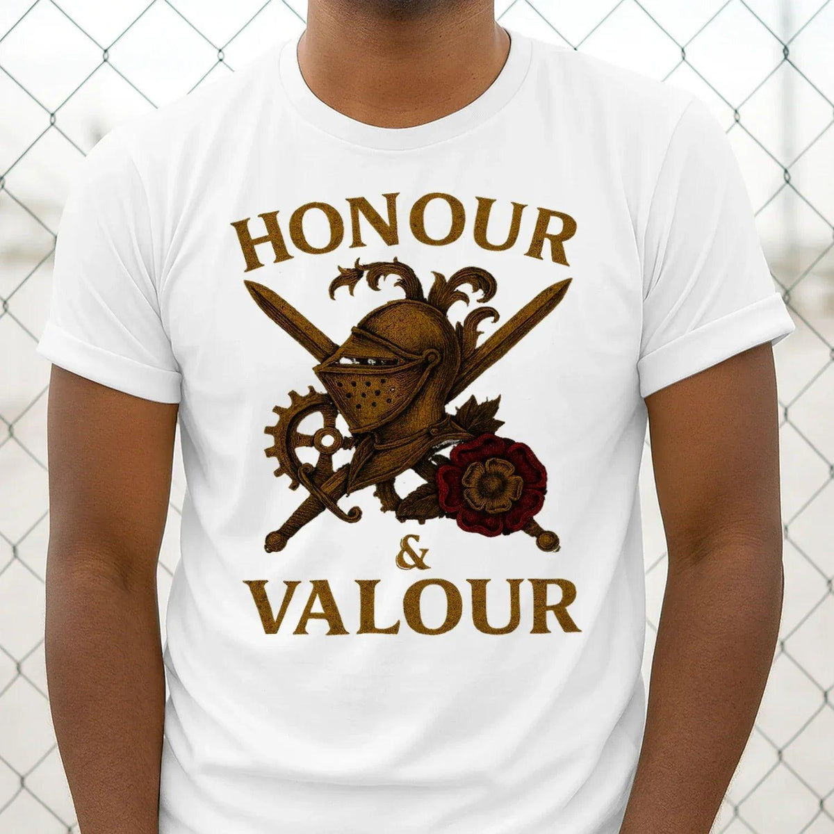 English T-Shirt - Steampunk Warrior Honour and Valour - Celtic Wolfwear