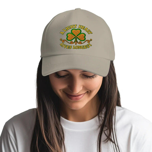 Irish 5-Panel Cap - A Light Heart Lives Longest One Size - Celtic Wolfwear