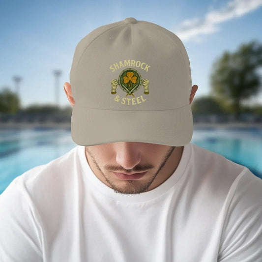 Irish 5-Panel Cap - Shamrock Steel, Adjustable Headwear - Celtic Wolfwear