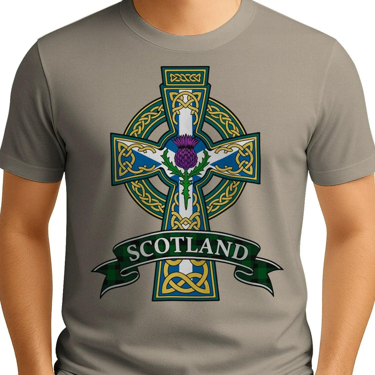 Scottish T-Shirt - Heritage Cross and Thistle, Unisex - Celtic Wolfwear