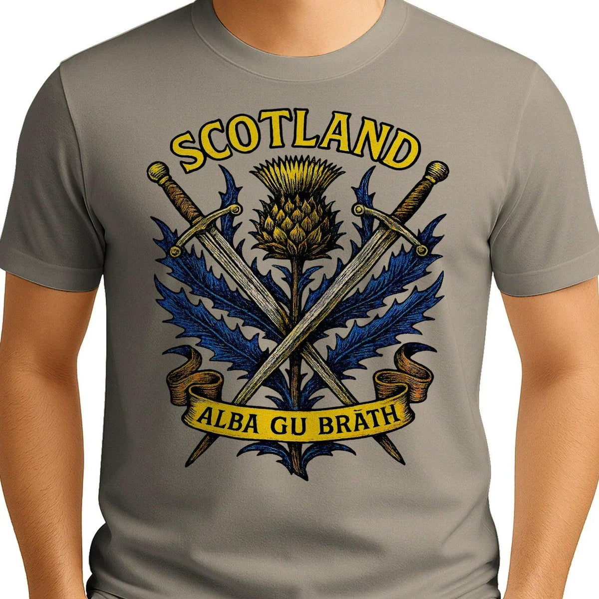 Scottish T-Shirt - Warrior Spirit Swords and Thistle - Celtic Wolfwear