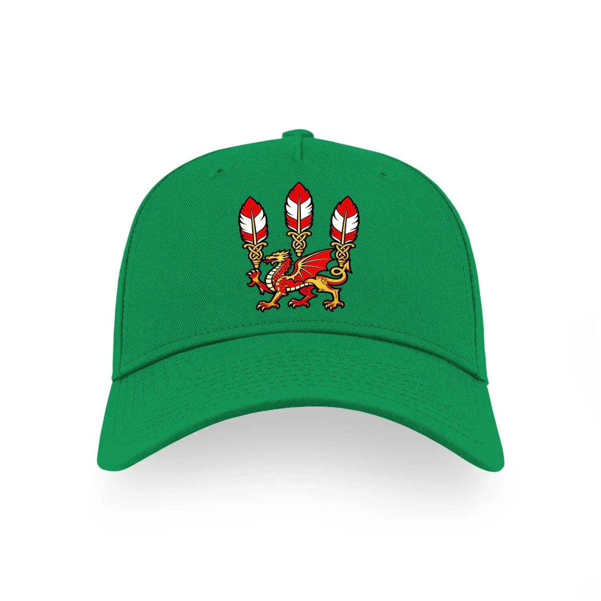 Three Dragons Welsh Baseball Cap – Feather Crown Emblem - Celtic Wolfwear