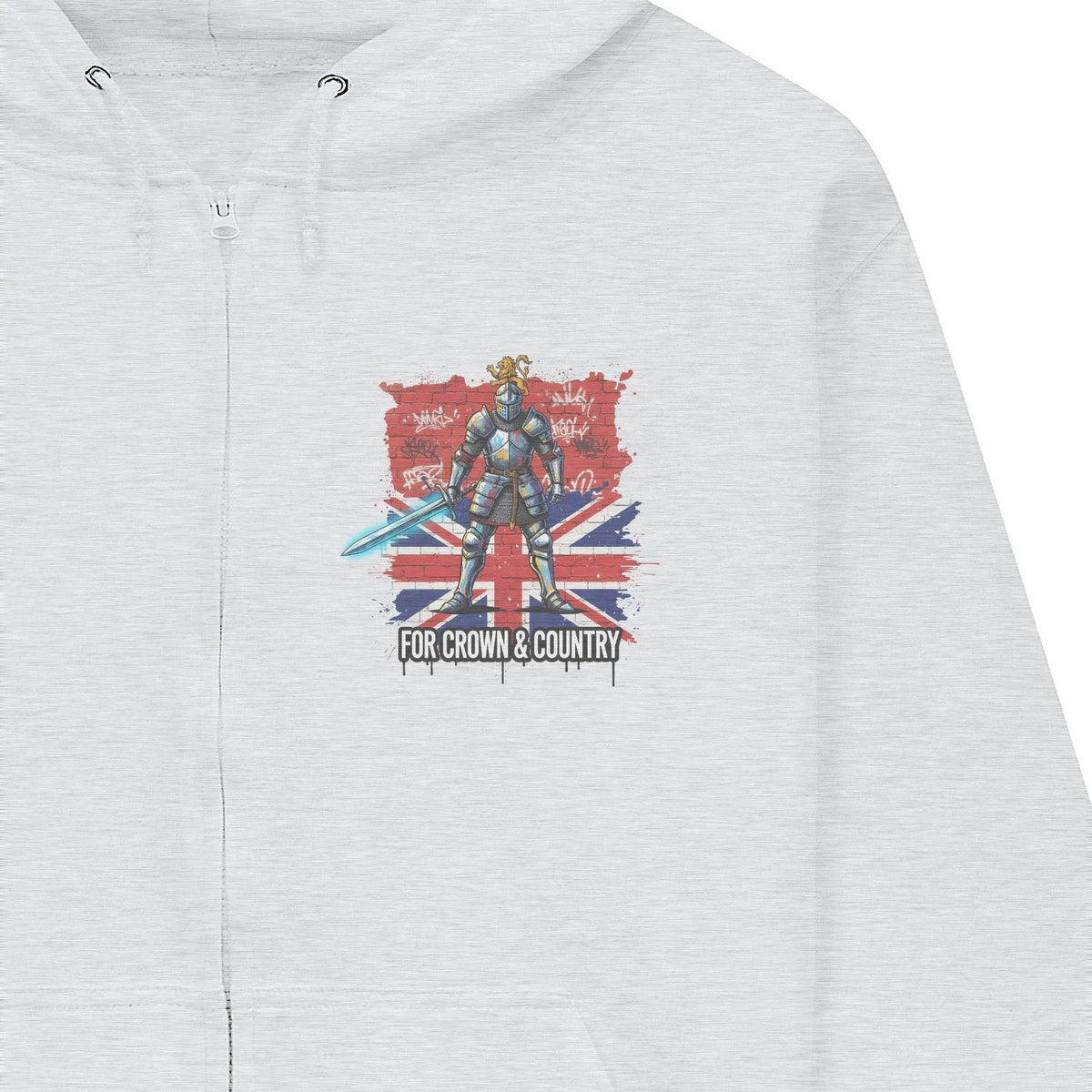 Union Jack Zip Hoodie - Crown and Country Unisex Streetwear - Celtic Wolfwear