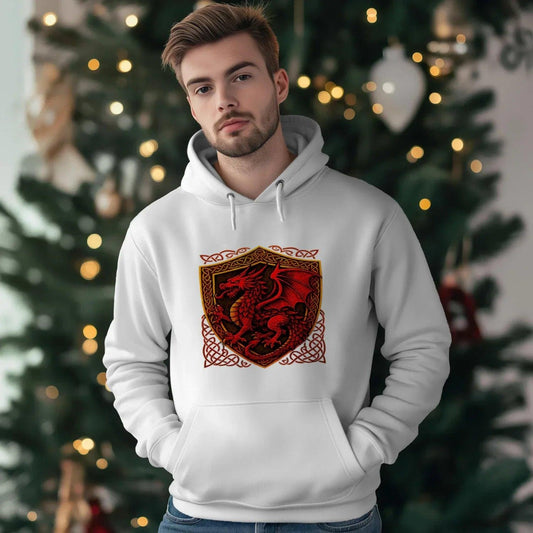 Welsh Dragon Hoodie - Red Artwork, Unisex Matchday Wear - Celtic Wolfwear