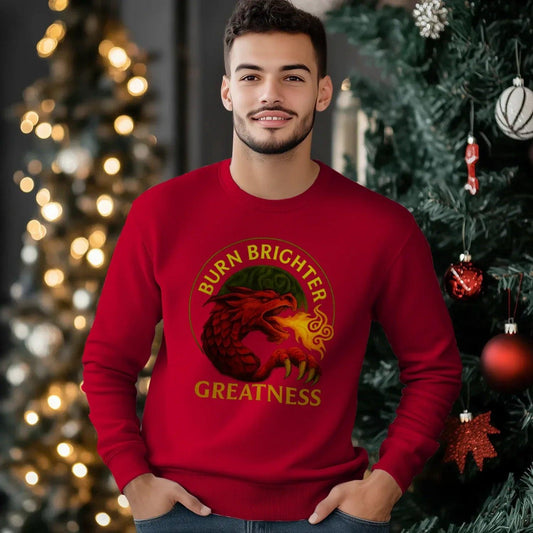 Welsh Dragon Sweatshirt - Crew XL Red Gold, Unisex - Celtic Wolfwear
