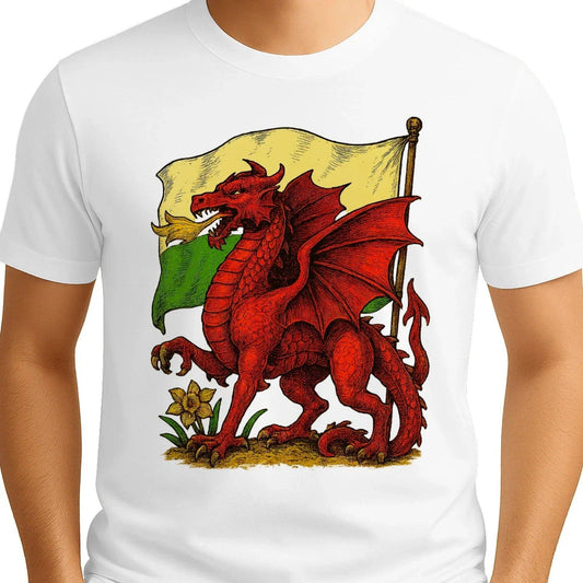 Welsh Dragon T-Shirt - Flag, Unisex Matchday Streetwear - Celtic Wolfwear