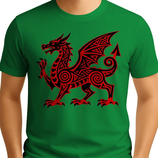 Welsh Dragon T-Shirt - Red Heritage, Unisex Streetwear - Celtic Wolfwear