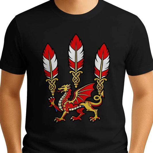 Welsh Dragon T-Shirt - Three Feathers Heritage, Unisex - Celtic Wolfwear
