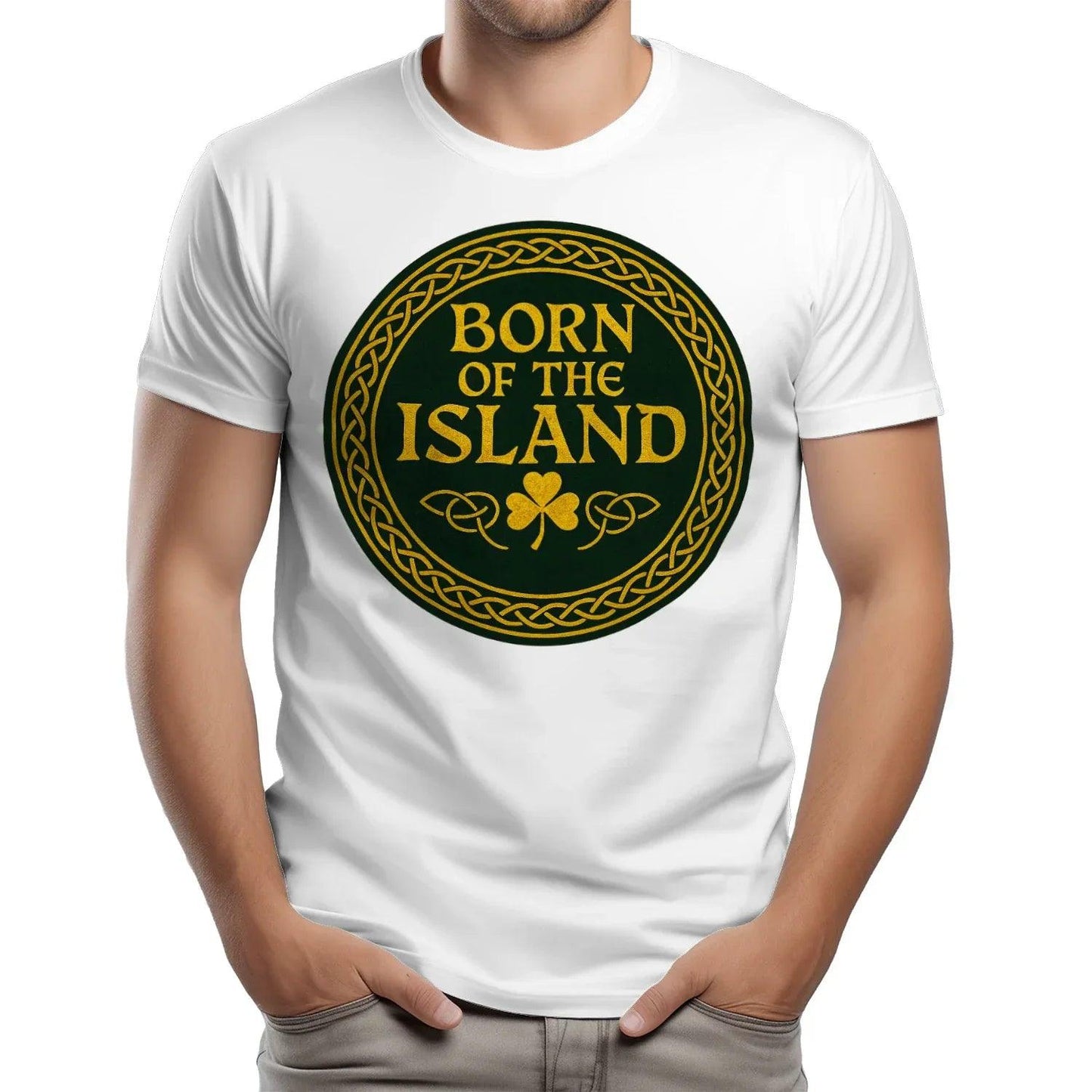 Born of the Island Irish T Shirts for Adults - Unisex Heavy Cotton T-shirt - Celtic Wolfwear