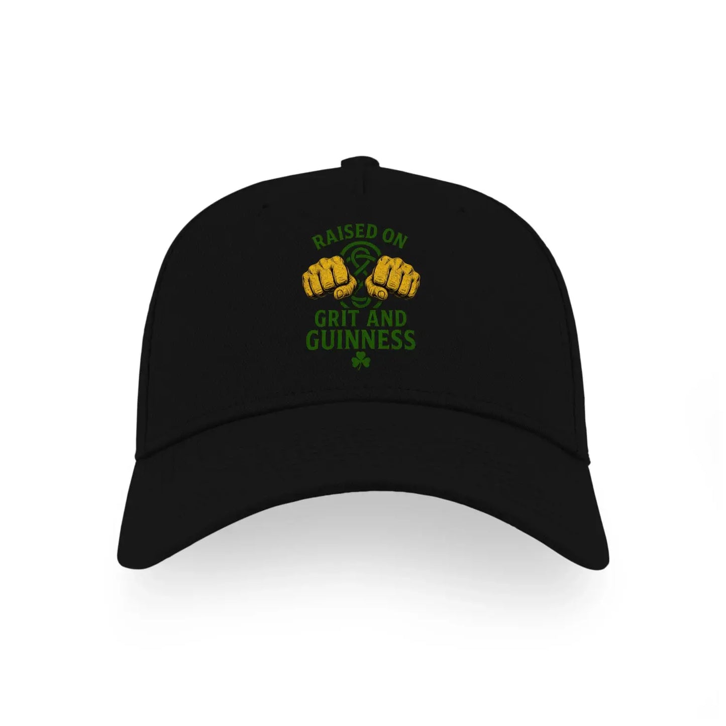 Raised on Grit & Guinness Ireland 5 Panel Sports Buckle Cap - Stylish Ireland Caps for Men and Women - - Celtic Wolfwear