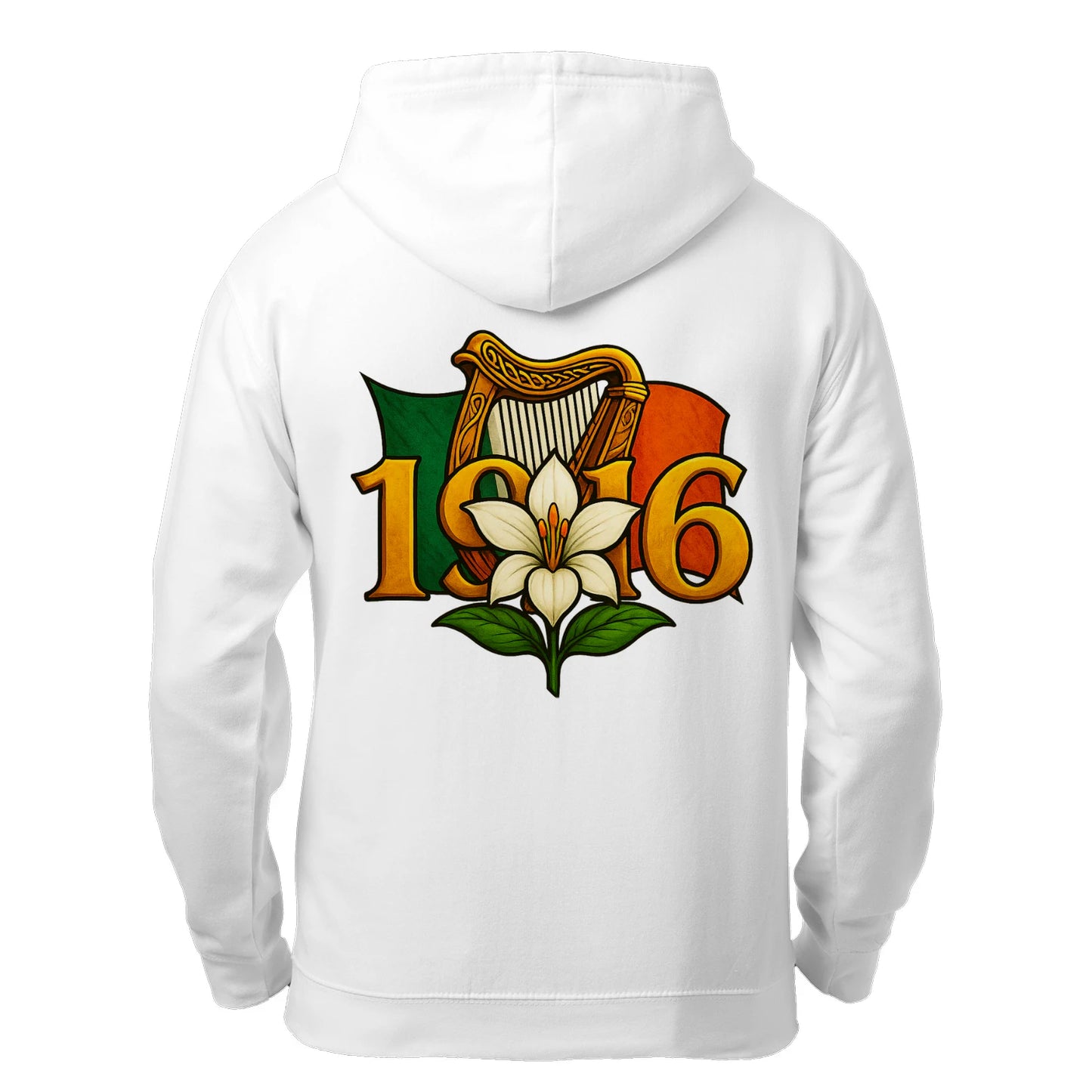 Easter Lily 1916 Unisex Zip Hoodie - Authentic Celtic Hoodies Ireland - - Celtic Wolfwear