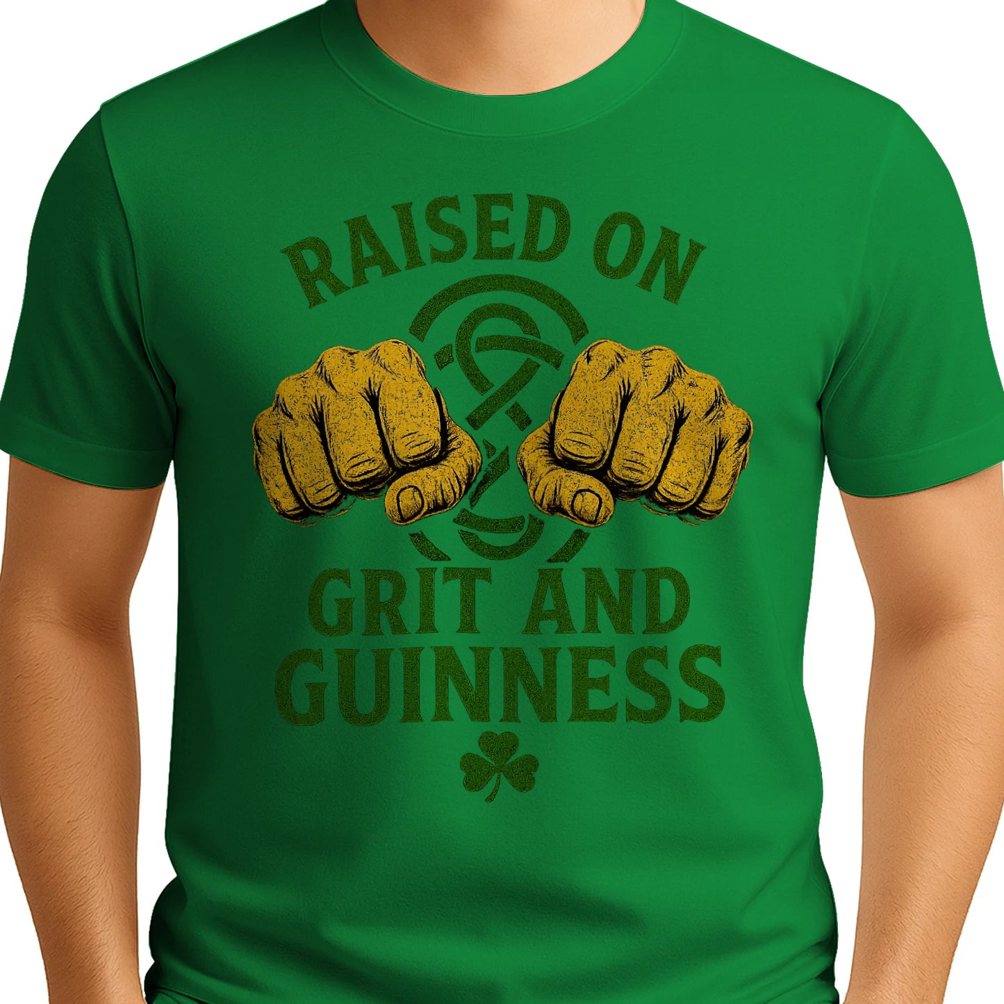 Raised on Grit & Guinness Ireland Souvenir T Shirts for Authentic Irish Pride - - Celtic Wolfwear