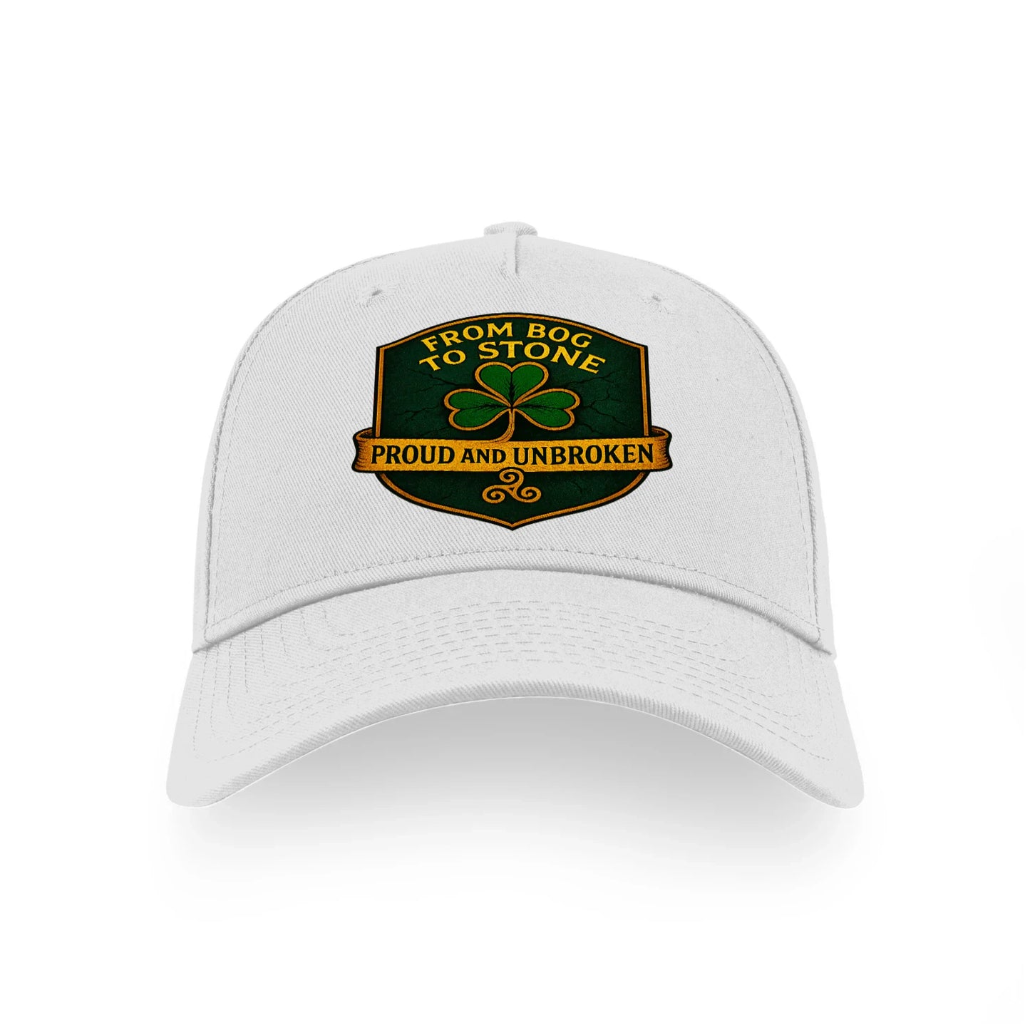 From Bog to Stone Celtic Cap Ireland - Proud & Unbroken 5 Panel Sports Buckle Cap - Celtic Wolfwear