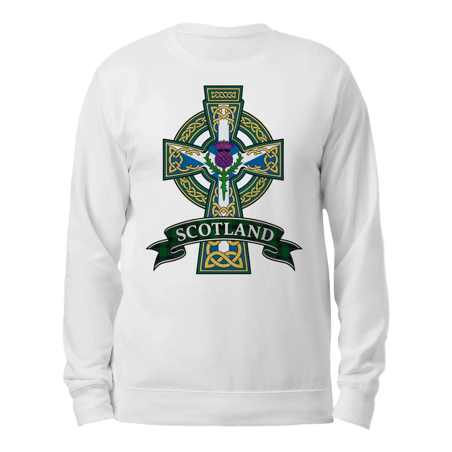 Scotland Sweaters for Adults - Celtic Cross Classic Unisex Sweatshirt - Celtic Wolfwear