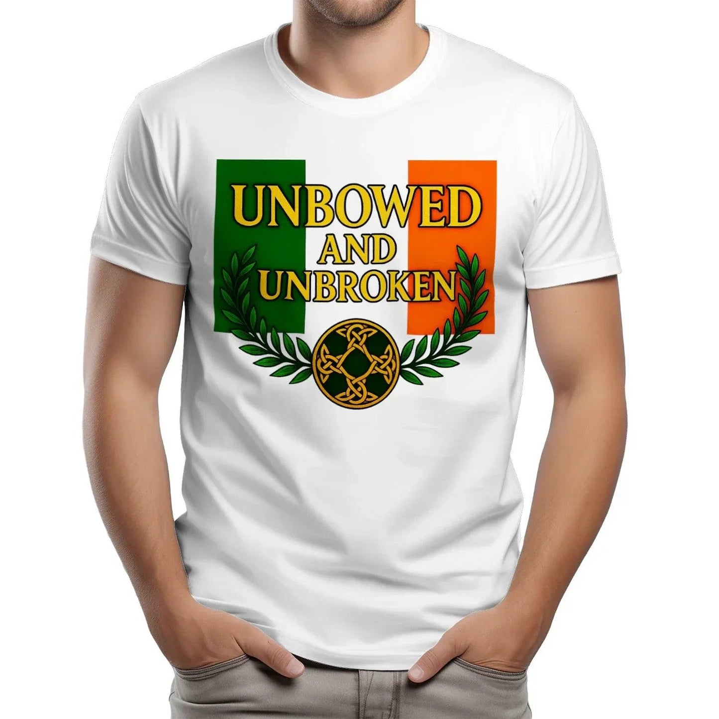 Unbowed and Unbroken Unisex Heavy Cotton T-shirt - Irish T Shirts for Adults - Celtic Wolfwear