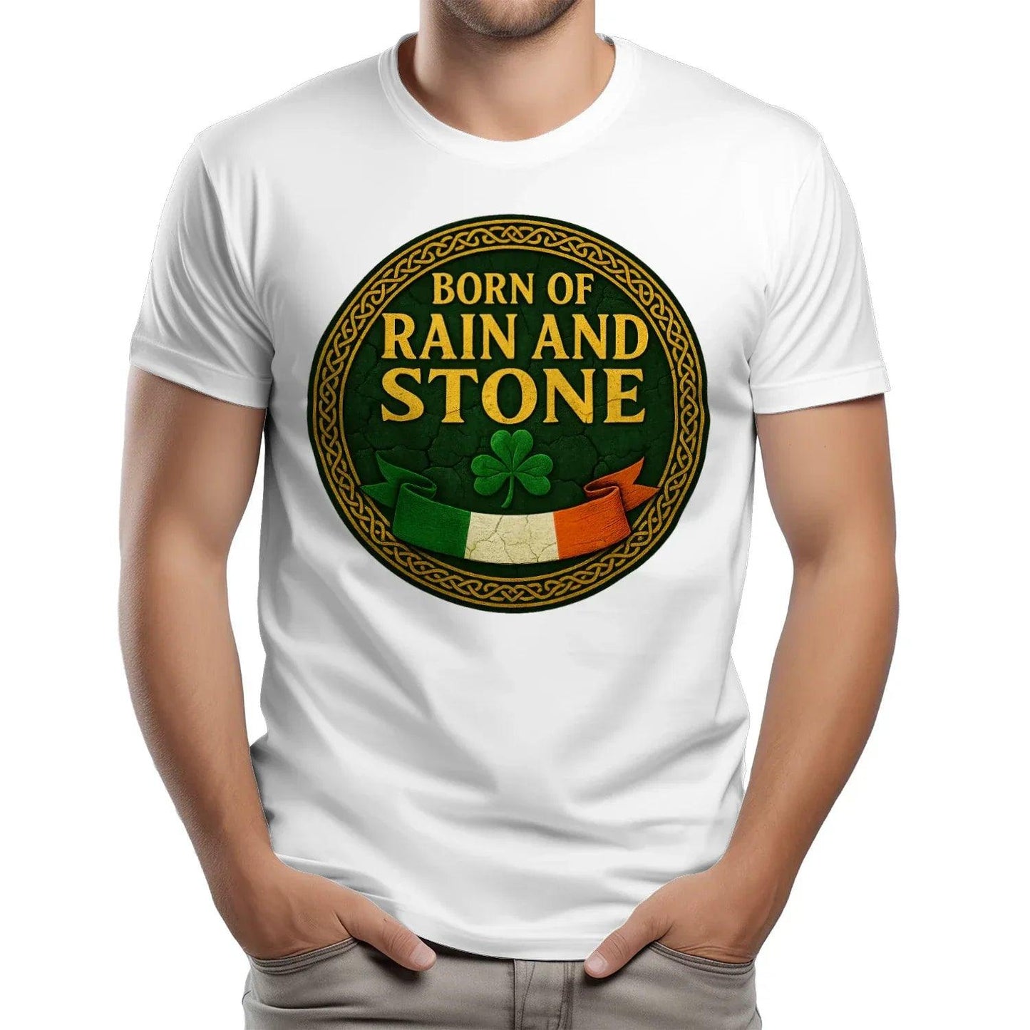 Born of Rain and Stone Unisex Heavy Cotton T-shirt - Irish T-shirts for Adults - Celtic Wolfwear