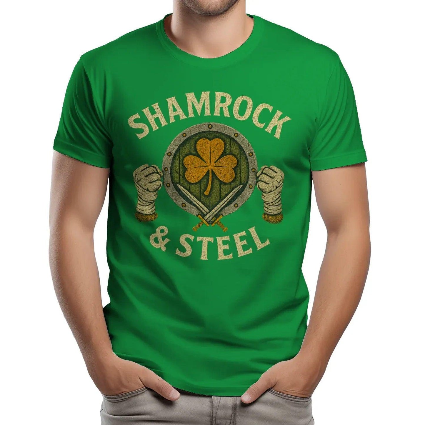 Shamrock & Steel Unisex Soft Style T-shirt - Perfect Ireland Souvenir T Shirts - Celtic Wolfwear
