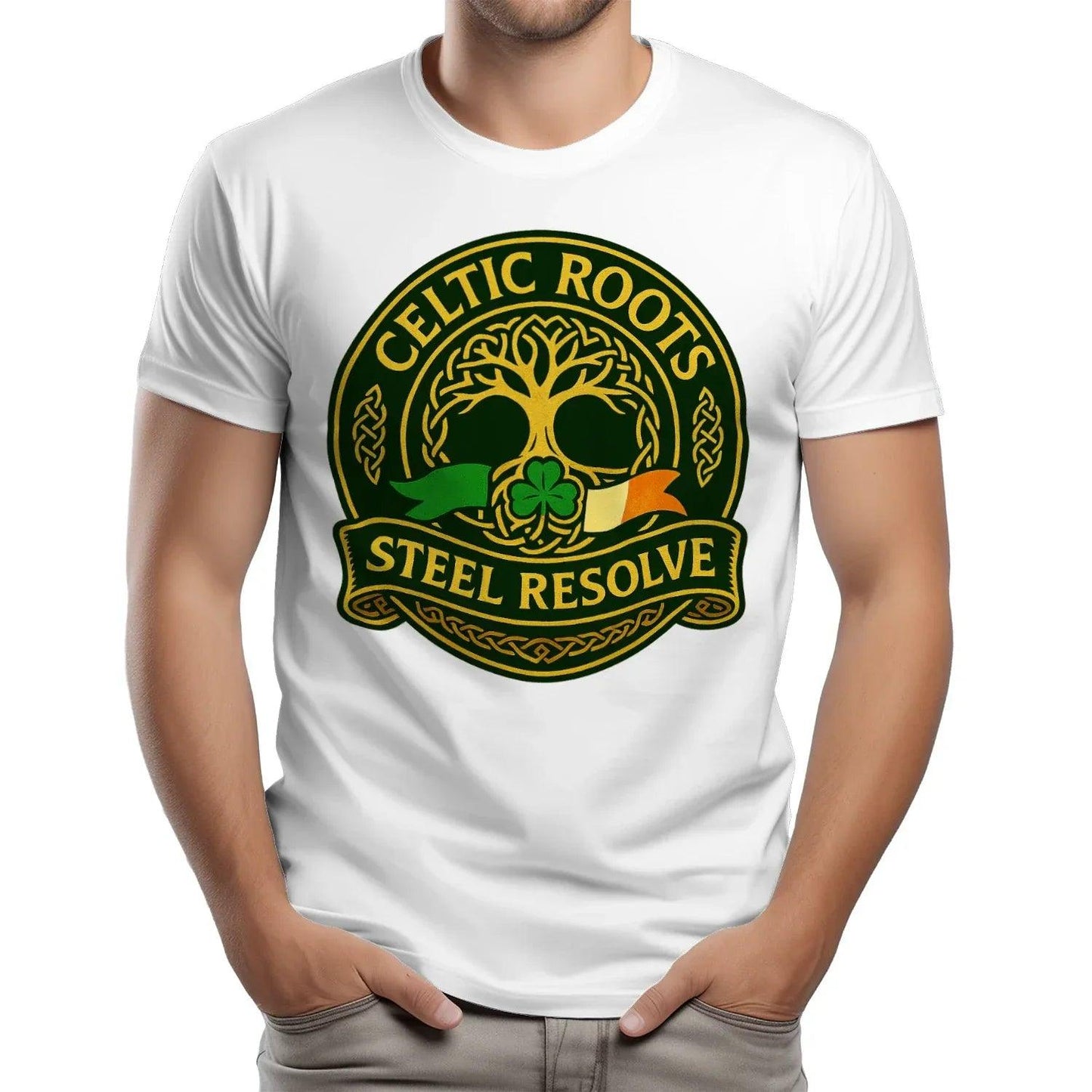 Celtic Roots Steel Resolve Unisex Heavy Cotton T-shirt - Authentic Ireland T-shirt for Adults - Celtic Wolfwear