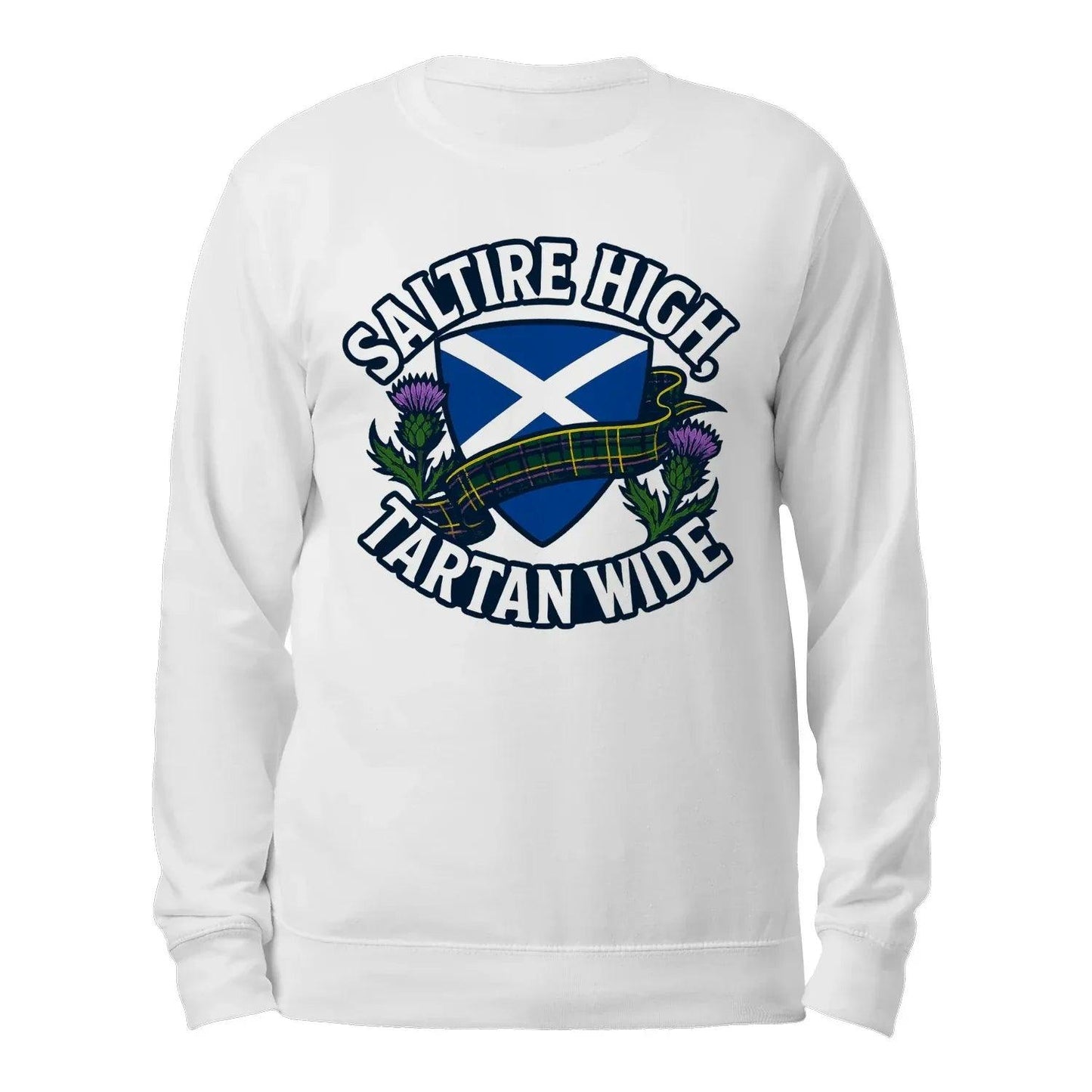 Saltire High Tartan Wide Scotland Classic Unisex Sweatshirt - Scotland Football Unisex Sweaters for Fans - Celtic Wolfwear