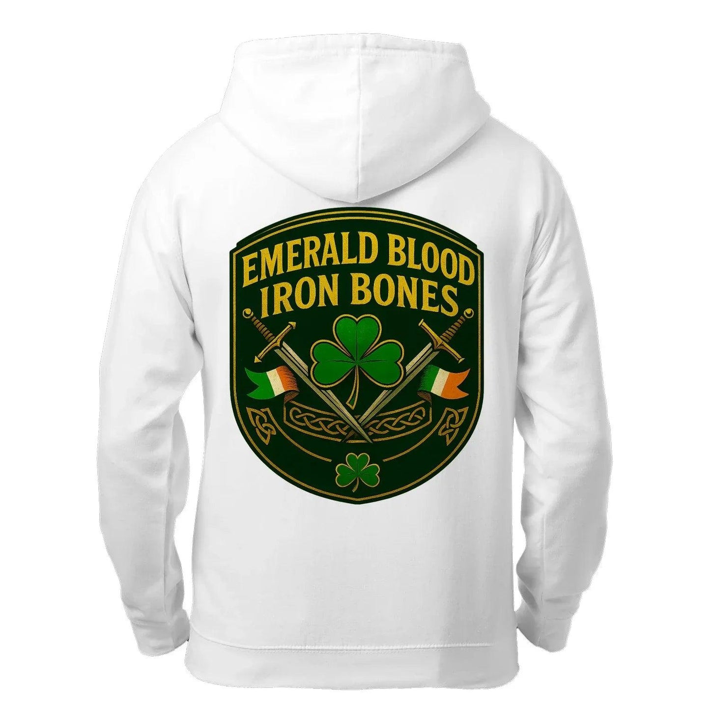 Emerald Blood Iron Bones Unisex Zip Hoodie - Exclusive Irish Graphic Hoodies Collection - Celtic Wolfwear
