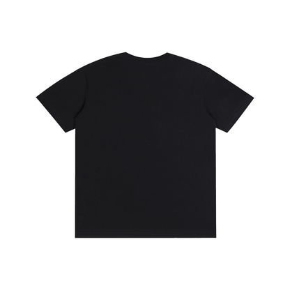 Black unisex pure-cotton T-shirt, plain back design