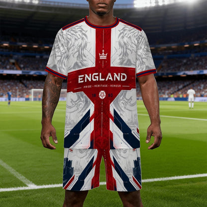 England Pride and Heritage Football Jersey Set with Shorts - Perfect England Football Jersey Set for Fans