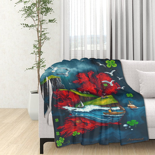 Map of Ireland 320 GSM Thick Flannel Throw Blanket 60"x50"
