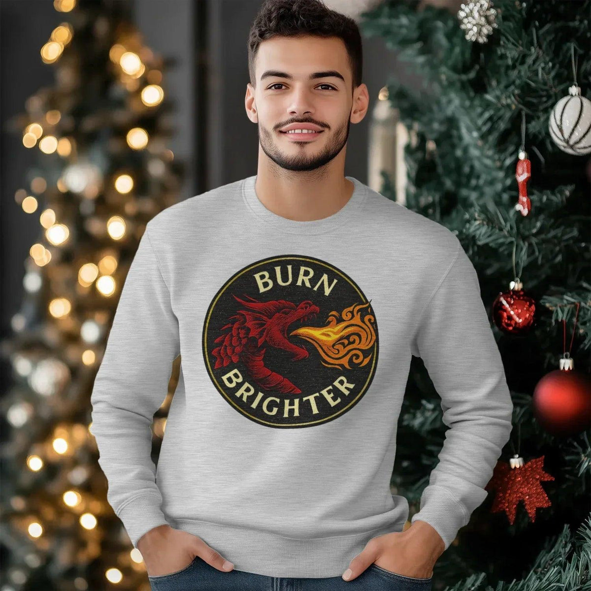 Burn Brighter Welsh Dragon Sweatshirt – Circle Emblem - Celtic Wolfwear