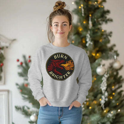 Burn Brighter Welsh Dragon Sweatshirt – Circle Emblem - Celtic Wolfwear