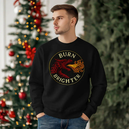 Burn Brighter Welsh Dragon Sweatshirt – Circle Emblem - Celtic Wolfwear