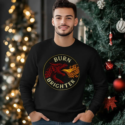 Burn Brighter Welsh Dragon Sweatshirt – Circle Emblem - Celtic Wolfwear