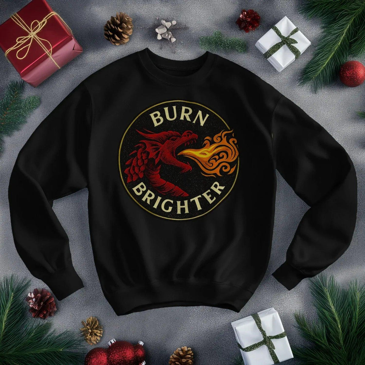 Burn Brighter Welsh Dragon Sweatshirt – Circle Emblem - Celtic Wolfwear
