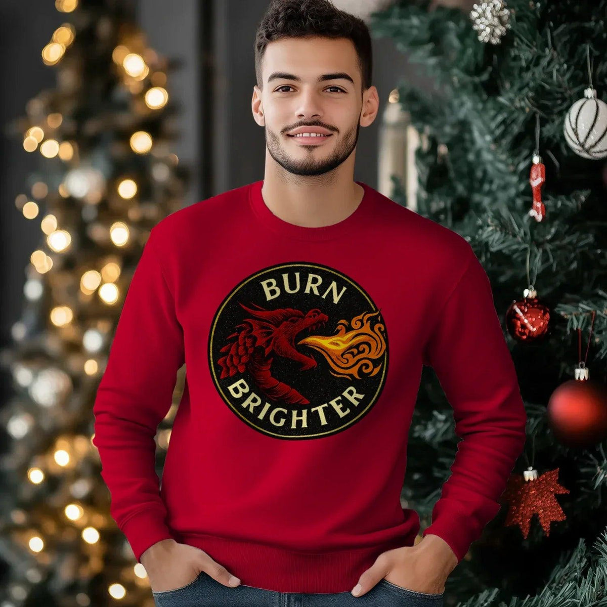 Burn Brighter Welsh Dragon Sweatshirt – Circle Emblem - Celtic Wolfwear