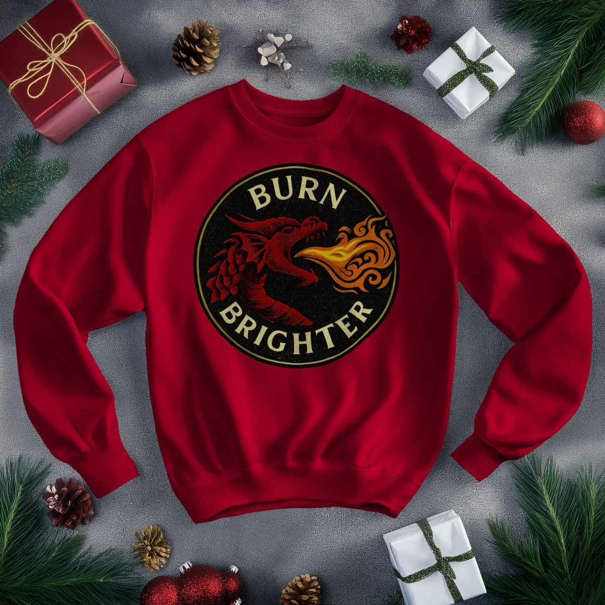 Burn Brighter Welsh Dragon Sweatshirt – Circle Emblem - Celtic Wolfwear