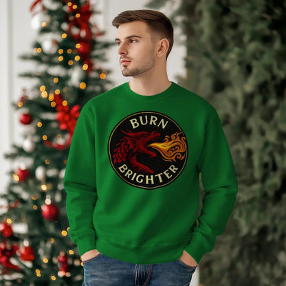 Burn Brighter Welsh Dragon Sweatshirt – Circle Emblem - Celtic Wolfwear