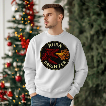 Burn Brighter Welsh Dragon Sweatshirt – Circle Emblem - Celtic Wolfwear