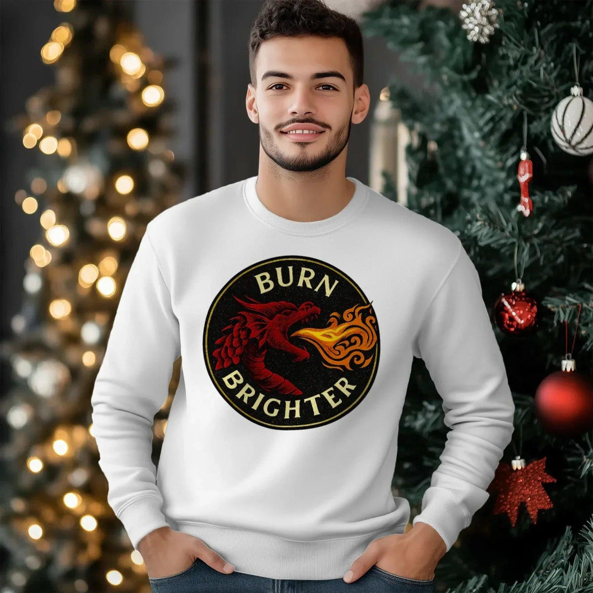 Burn Brighter Welsh Dragon Sweatshirt – Circle Emblem - Celtic Wolfwear