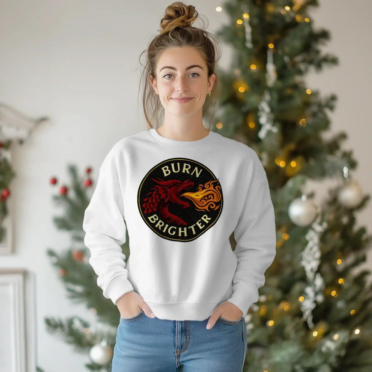 Burn Brighter Welsh Dragon Sweatshirt – Circle Emblem - Celtic Wolfwear