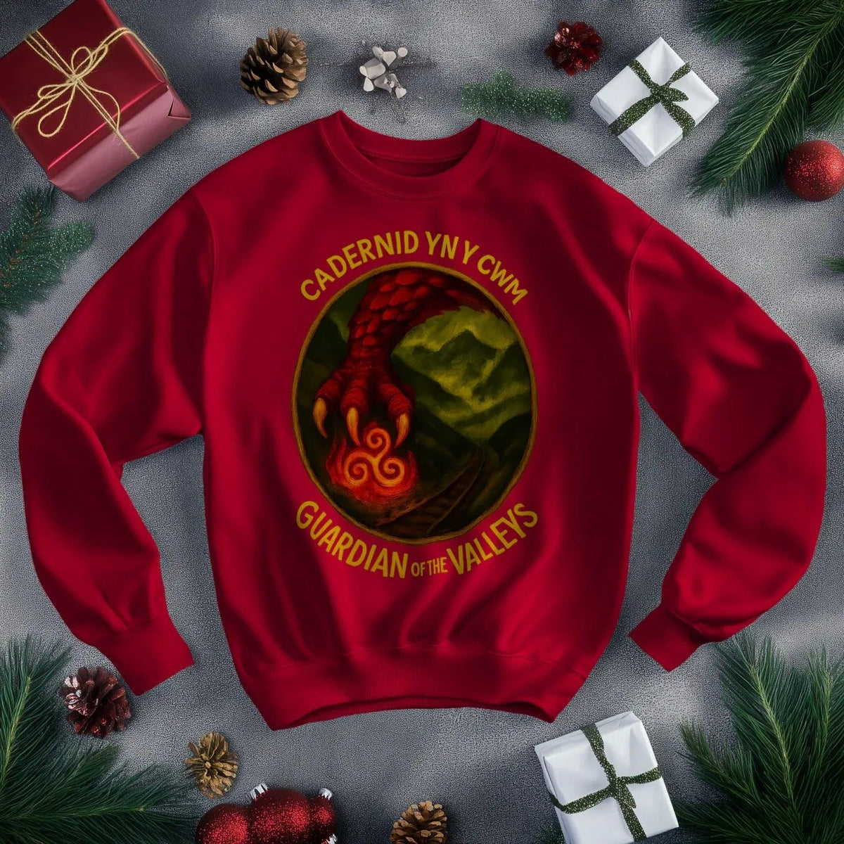 Cadernid Yn Y Gwynt Welsh Dragon Sweatshirt – Crewneck - Celtic Wolfwear