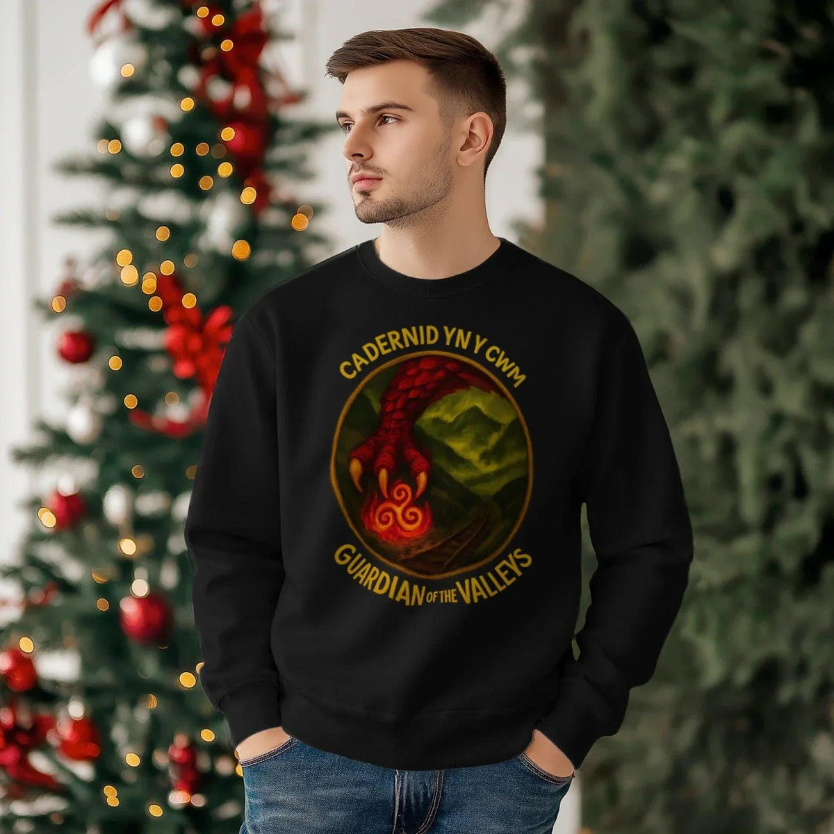 Cadernid Yn Y Gwynt Welsh Dragon Sweatshirt – Crewneck - Celtic Wolfwear