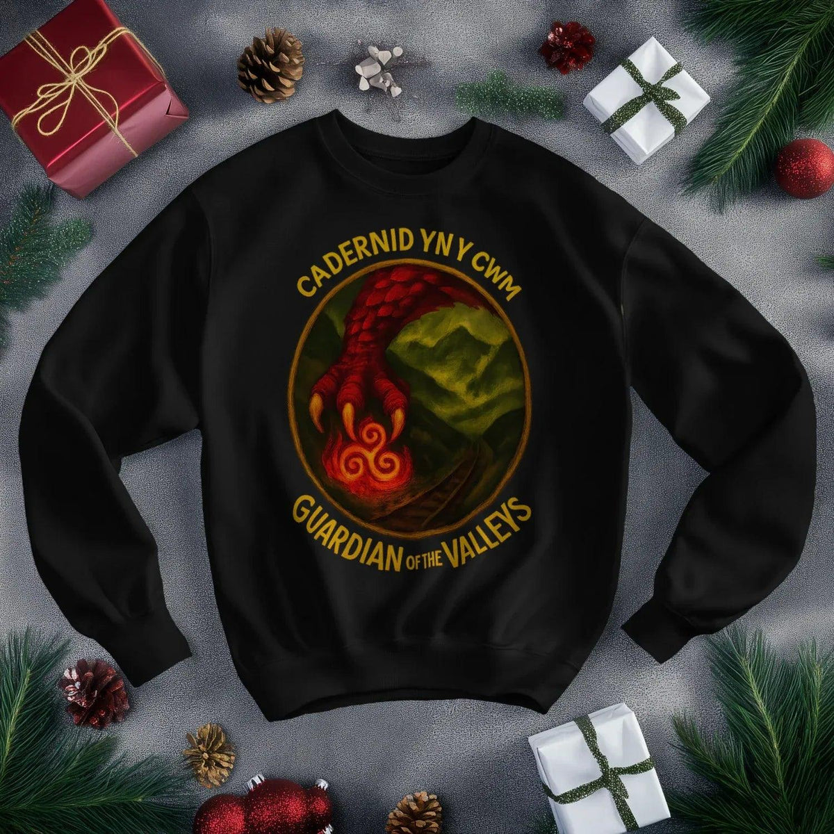 Cadernid Yn Y Gwynt Welsh Dragon Sweatshirt – Crewneck - Celtic Wolfwear