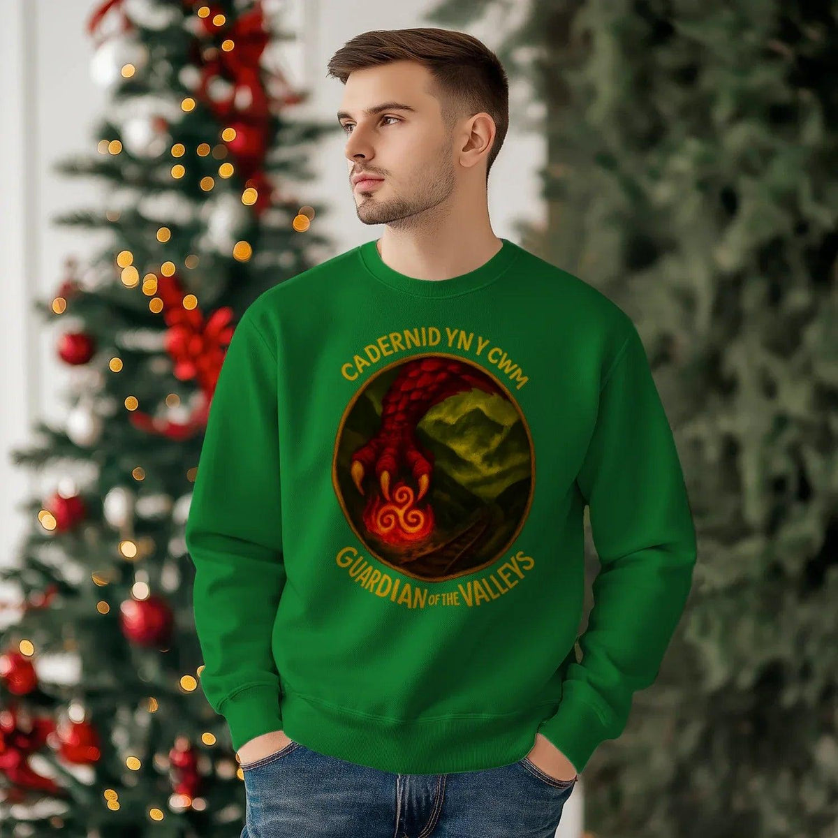 Cadernid Yn Y Gwynt Welsh Dragon Sweatshirt – Crewneck - Celtic Wolfwear