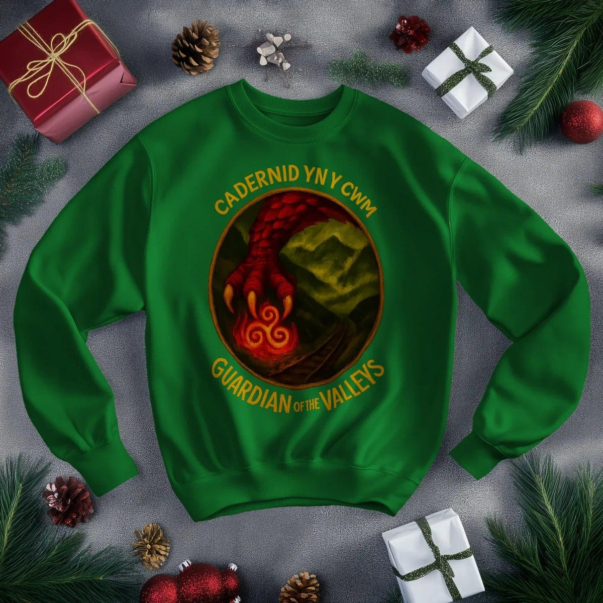 Cadernid Yn Y Gwynt Welsh Dragon Sweatshirt – Crewneck - Celtic Wolfwear