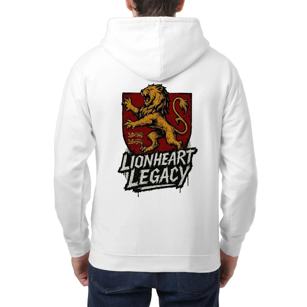 Celtic Lion Zip Hoodie - Lionheart Red Ribbed Hem Unisex - Celtic Wolfwear
