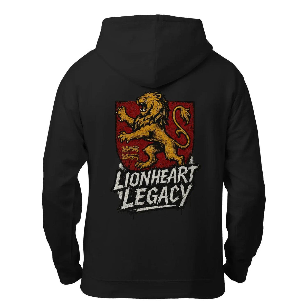 Celtic Lion Zip Hoodie - Lionheart Red Ribbed Hem Unisex - Celtic Wolfwear
